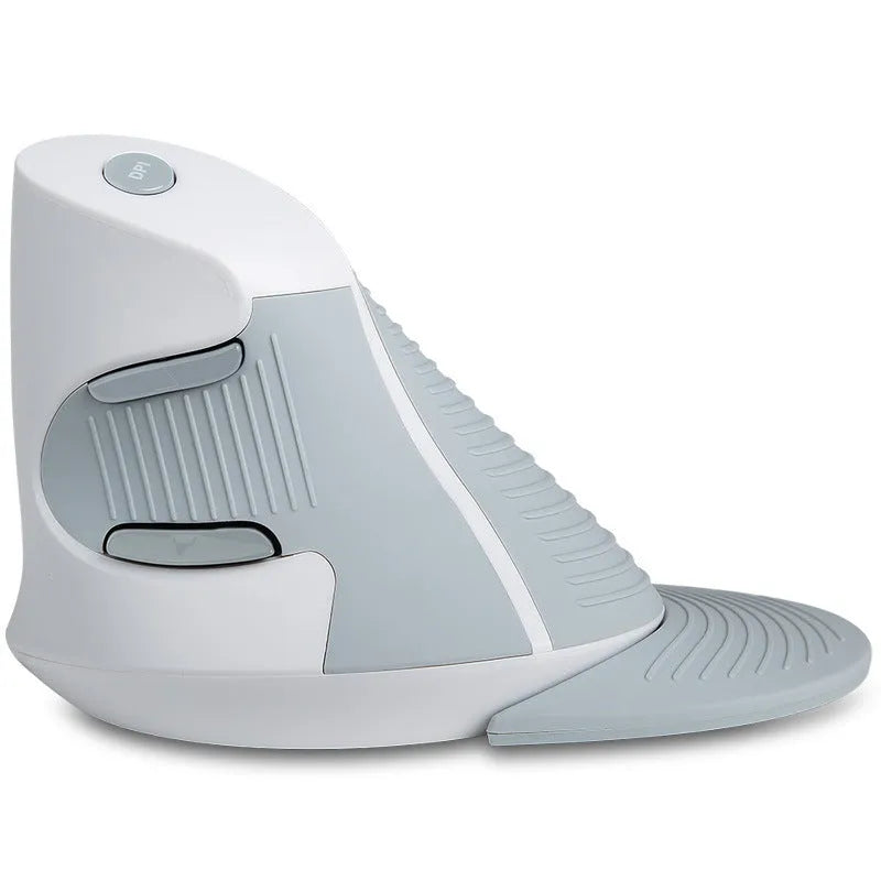 Right-handed wireless vertical ergonomic mouse in black or white with programmable buttons