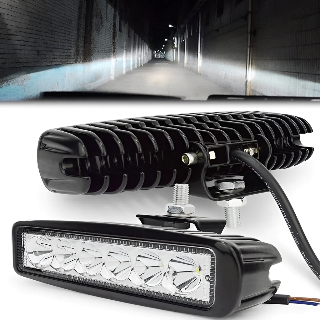 Black car auxiliary light with die-cast aluminium shell and 6 LED spotlight configuration