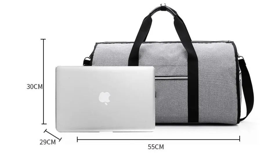 Cylinder-shaped travel bag in Oxford cloth with zipper opening and internal pocket