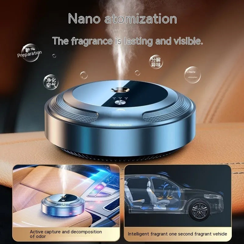 Automatic car air freshener with zinc alloy shell measuring 89x35mm
