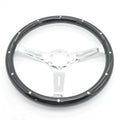 Black electroplated peach wood steering wheel for classic cars with 15 inch diameter