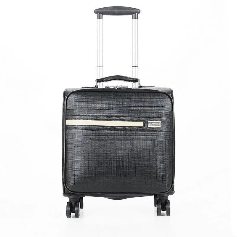 Black or brown 18-inch PU leather wheeled business case with a lock