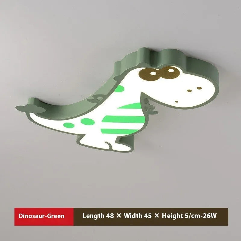 Cartoon dinosaur design ceiling light with 48cm diameter and green or pink colour options
