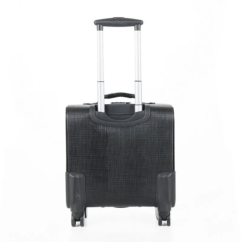 Black or brown 18-inch PU leather wheeled business case with a lock
