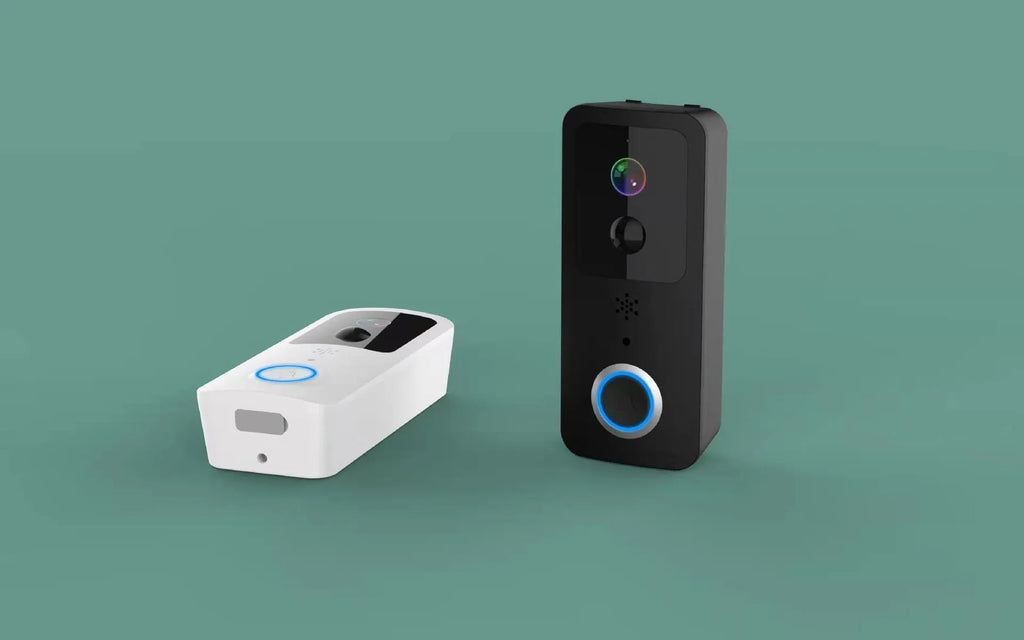 White waterproof HD visual doorbell with intercom, camera, and 18650 battery for home security