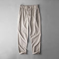 Men's linen casual trousers in solid colours with mid waist and trouser length