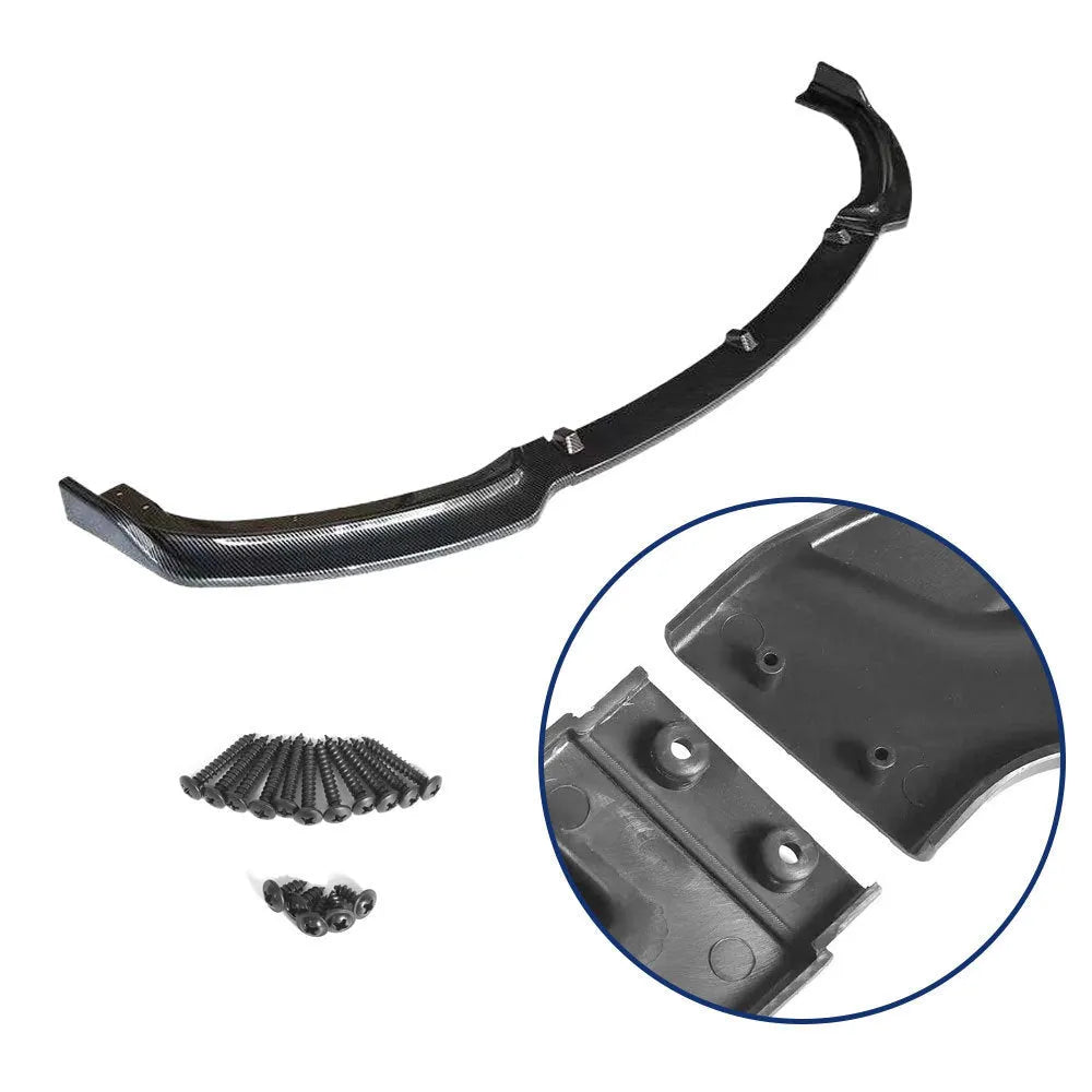 BMW 3 Series front lip spoiler in bright black polypropylene for F30 F35 models