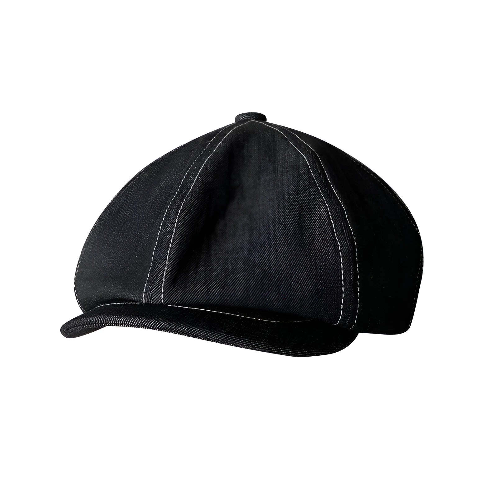 Black Japanese denim fabric six-panel retro beret hat for men and women unisex cotton cap