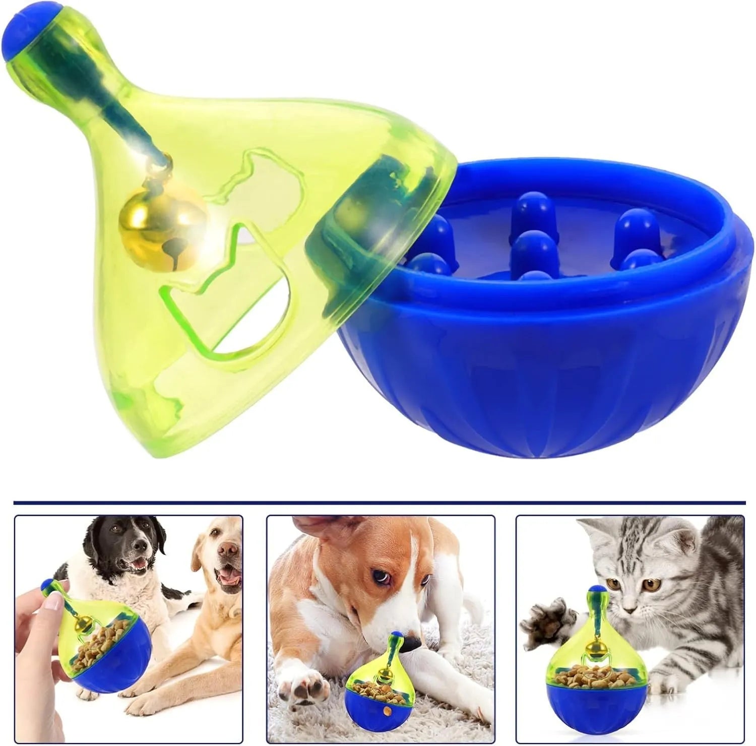 Interactive pet treat dispenser tumbler toy for dogs and cats