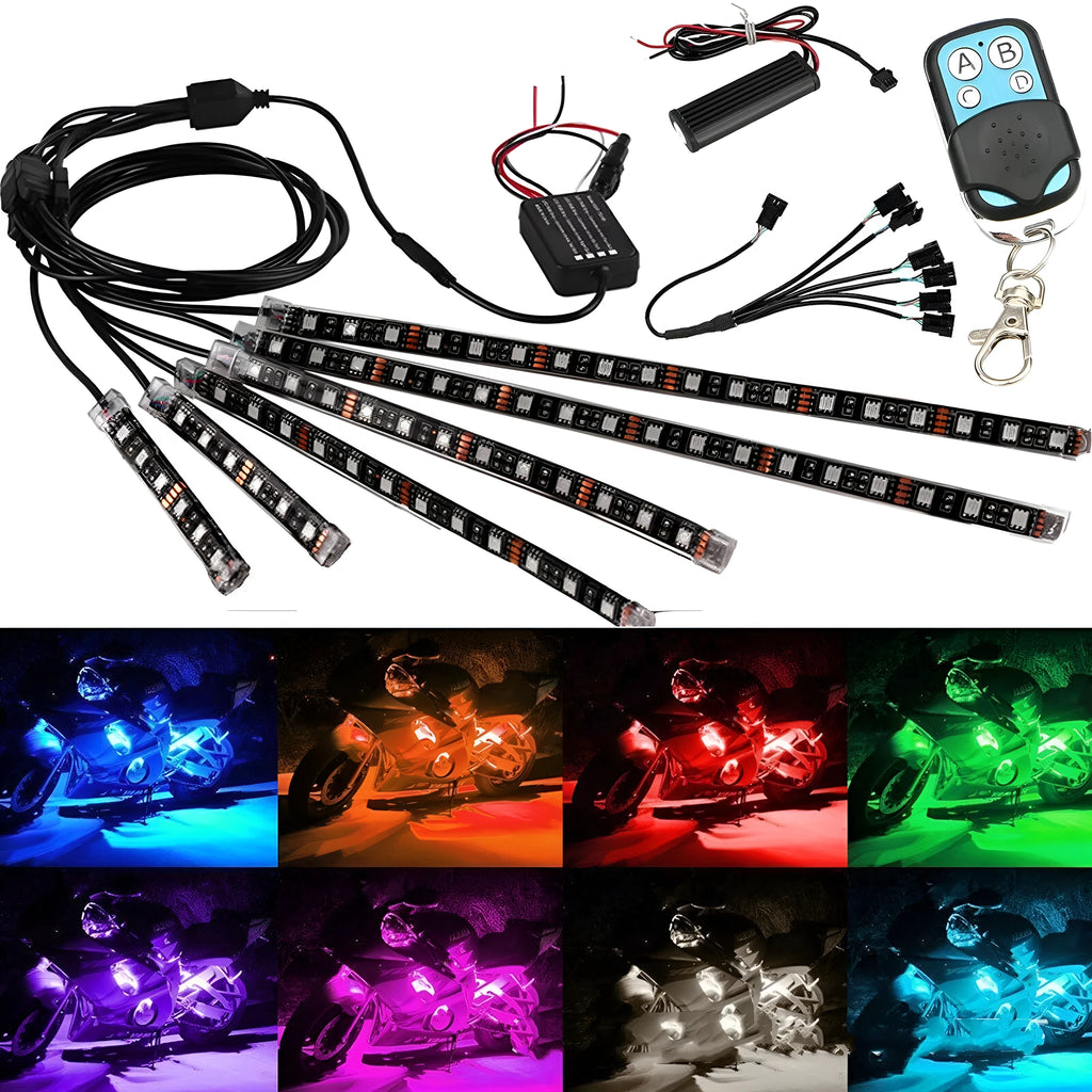 RGB vehicle interior light kit with wireless remote control and flexible silicone strip