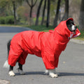 Dogs all-inclusive raincoat in blue PU material with adjustable size fit for outdoor use