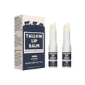 Two light grain soft lip balms with beef fat moisturising formula in standard packaging.