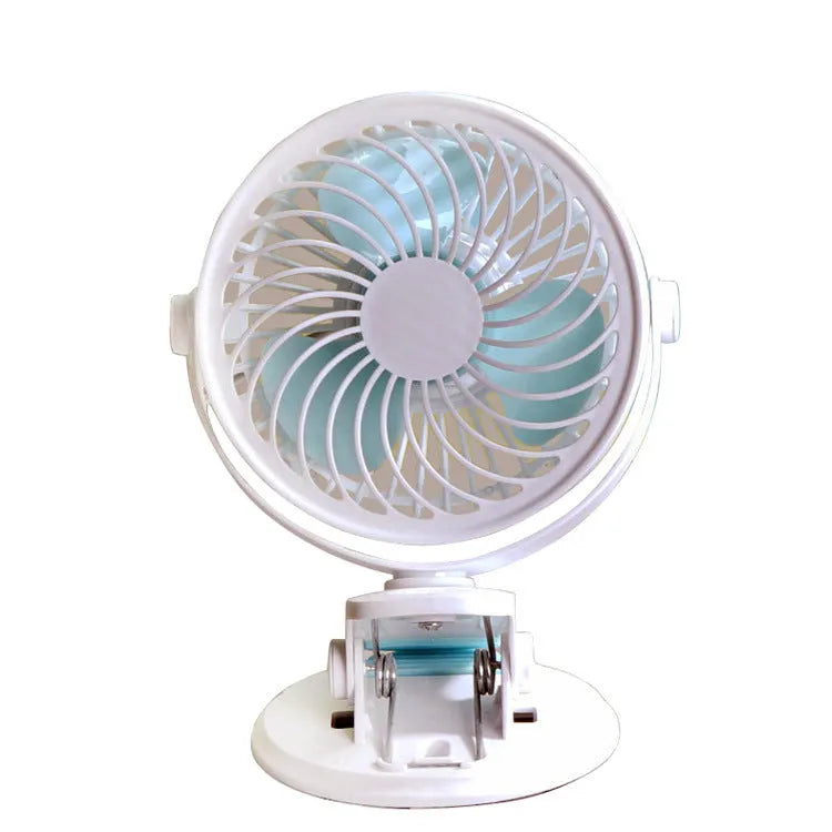 USB-powered desk fan with three blades, available in mini clip or floor styles
