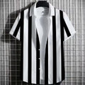 Men's simple striped linen t-shirt with 3D printing, shown in available colours and sizes.