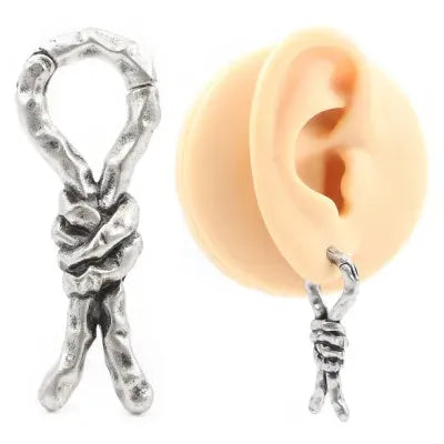 Copper 4mm bending auricle piercing earrings with retro connecting design