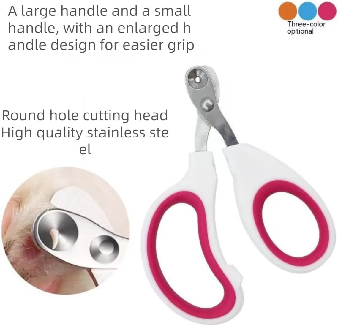 Blue pet nail clippers with a circular hole for safe trimming of cat, bird, and reptile nails.