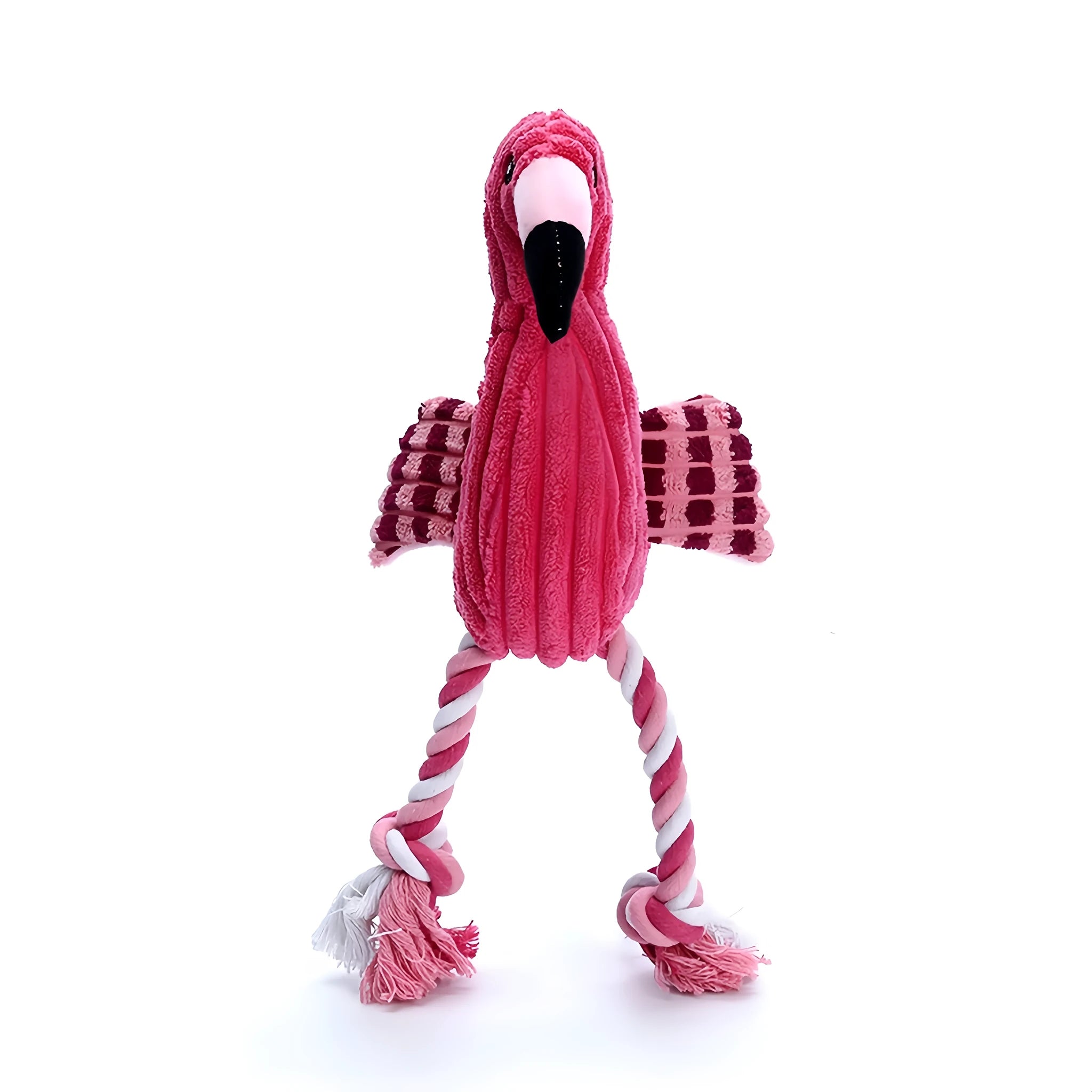 Pink corduroy animal-shaped squeaky plush toy for dogs