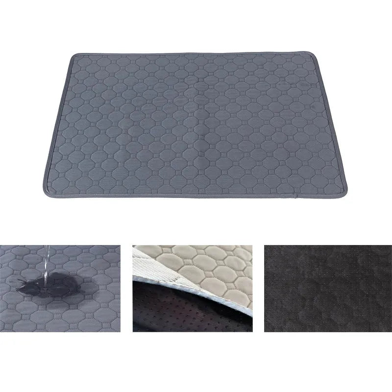 Pet Parents washable dog pee pad in grey with multi-layer fabric, triple stitch binding, and neutral colour for home use
