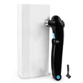 Black folding electric body shaver with battery compartment for AA dry batteries