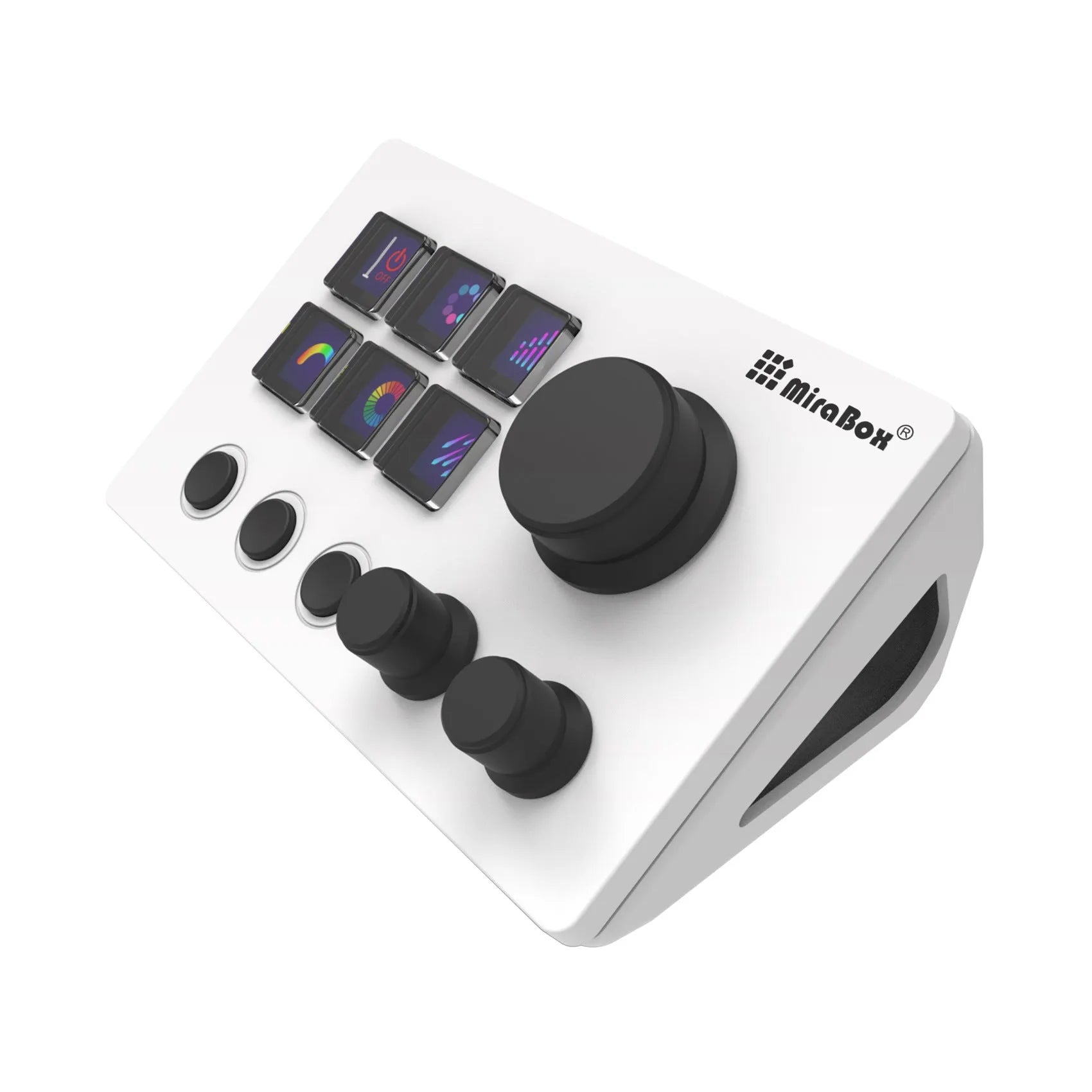 Black silicone numeric keypad with USB cable and mounting bracket on desk