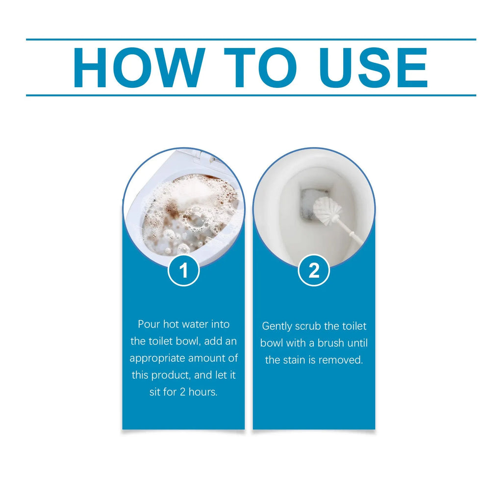Box of toilet cleaning powder showing four 30g pouches, 120g total, for descaling and stain removal.