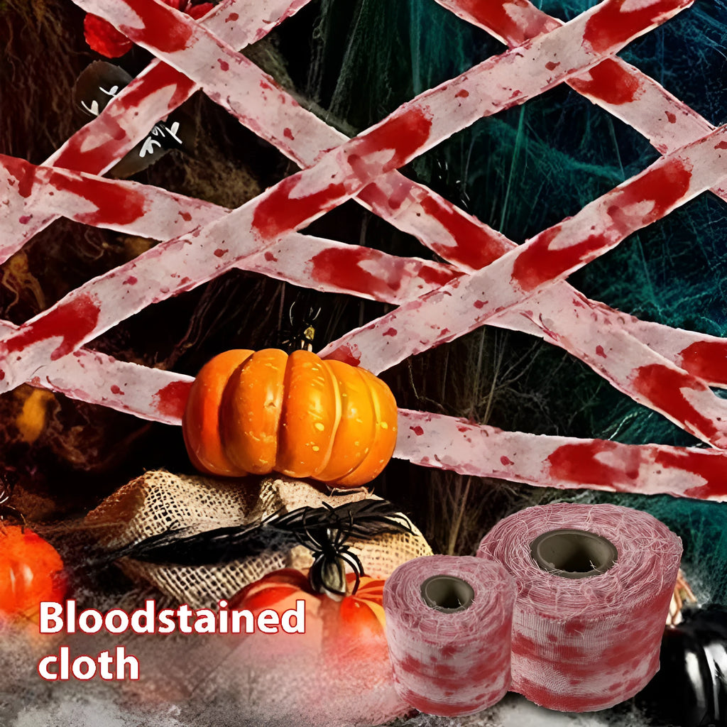 Roll of Halloween bloody red polyester gauze bandage with horror style for costume use