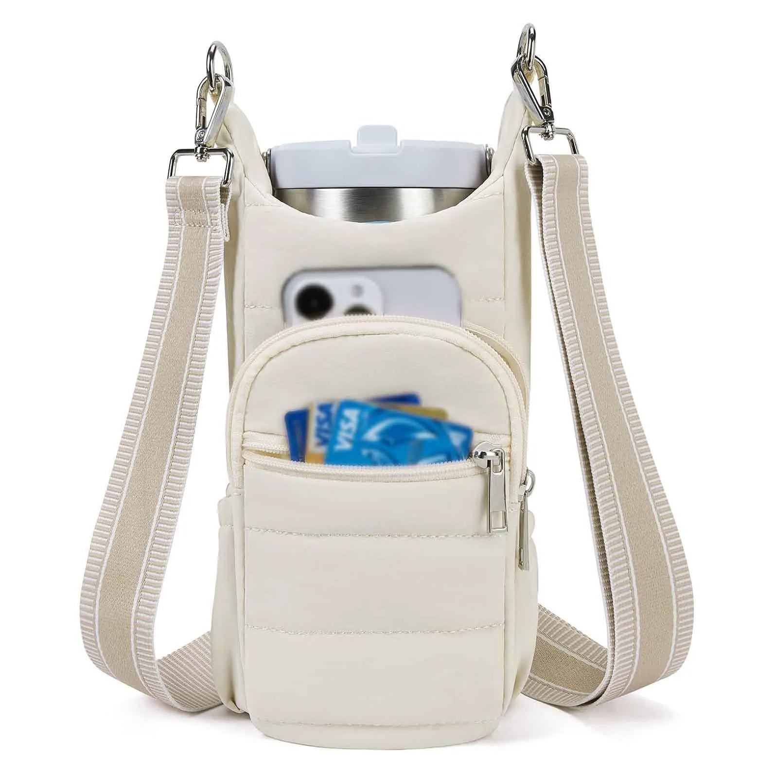 Cloth water bottle kettle bag for bicycles in black, pink, or beige colour