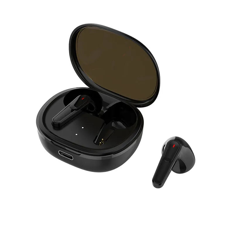 Black PRO30 in-ear Bluetooth noise cancelling headphones with charging case