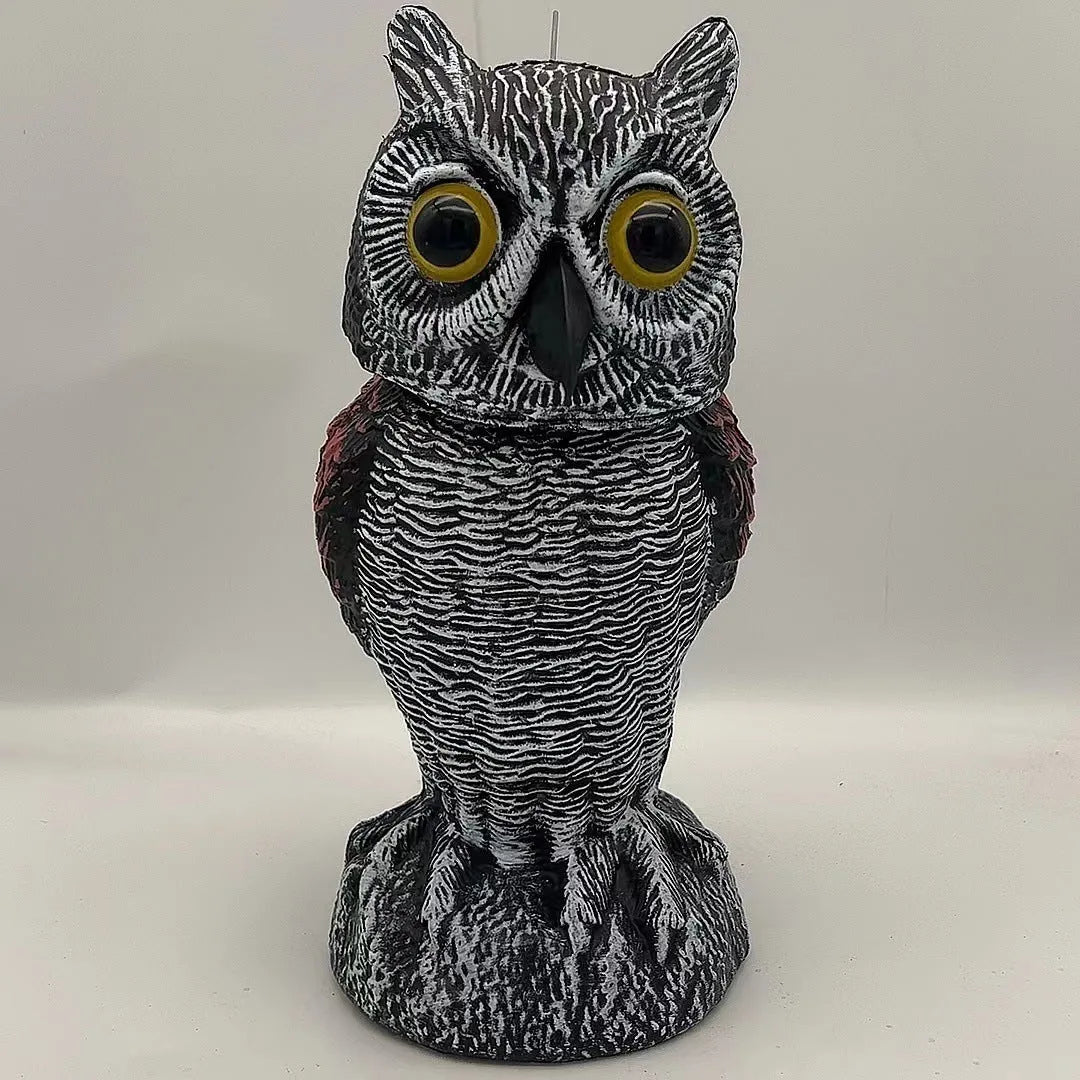 Plastic artificial owl bird deterrent ornament with shaking head design for outdoor pest control