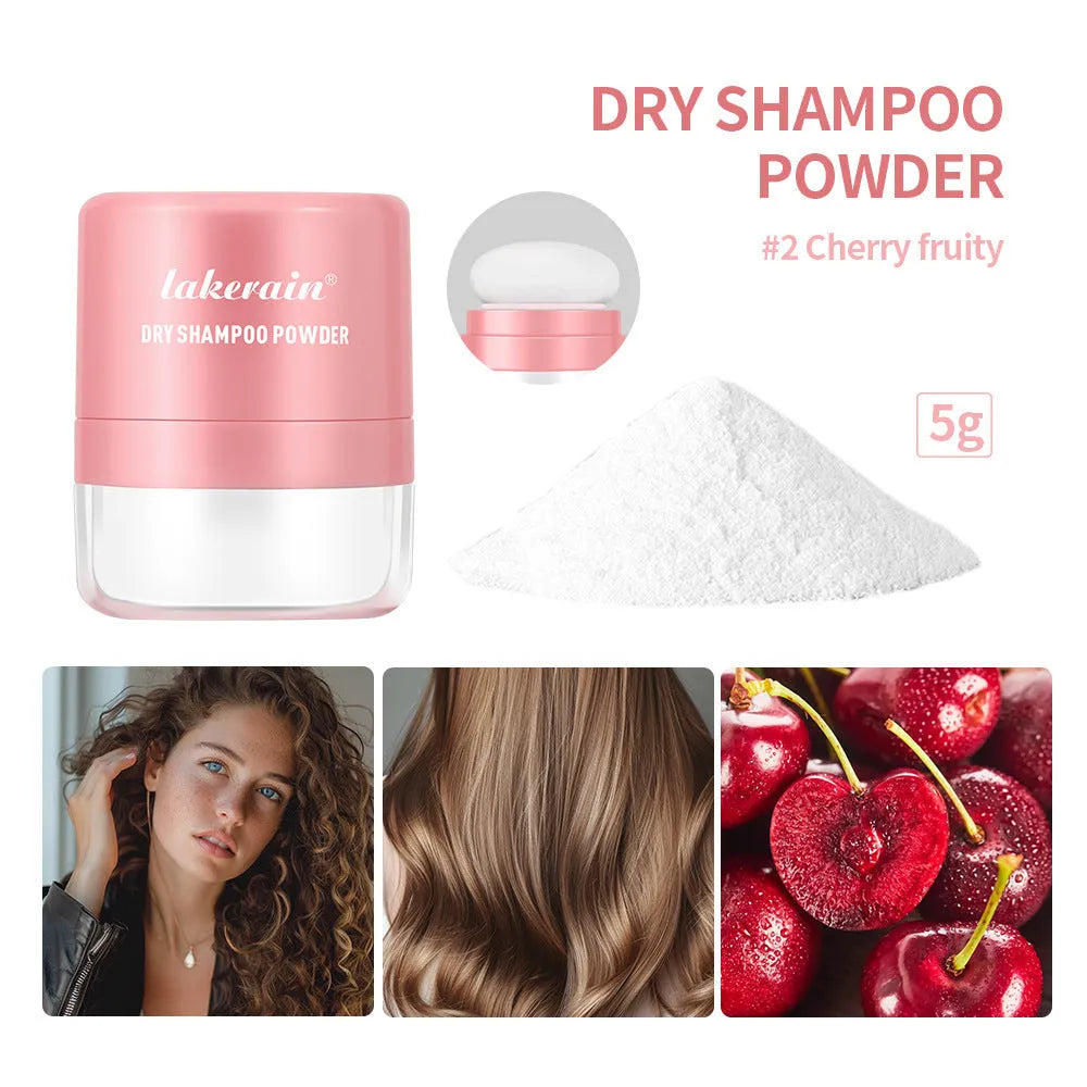 5g dry shampoo powder canister with sponge applicator and headband mirror for no-rinse hair cleaning