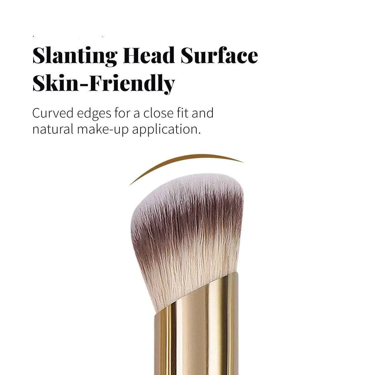 5 angled apricot makeup brushes with synthetic bristles for contouring and blush application