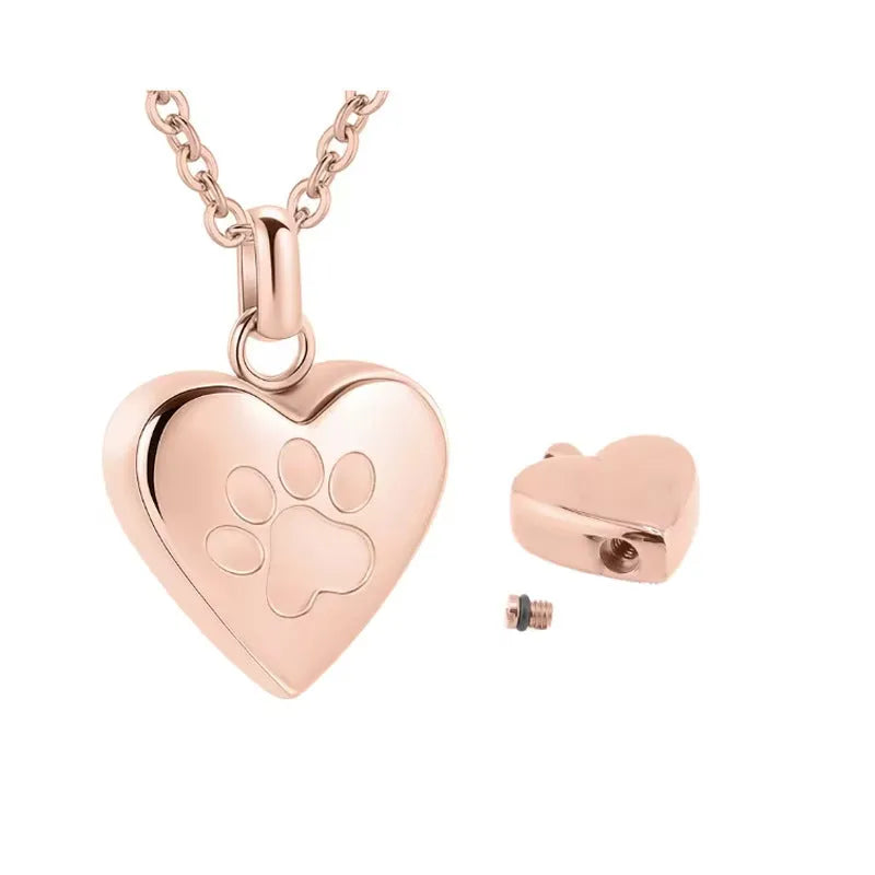 Openable heart-shaped titanium steel casket necklace on a chain, shown in a silver finish.