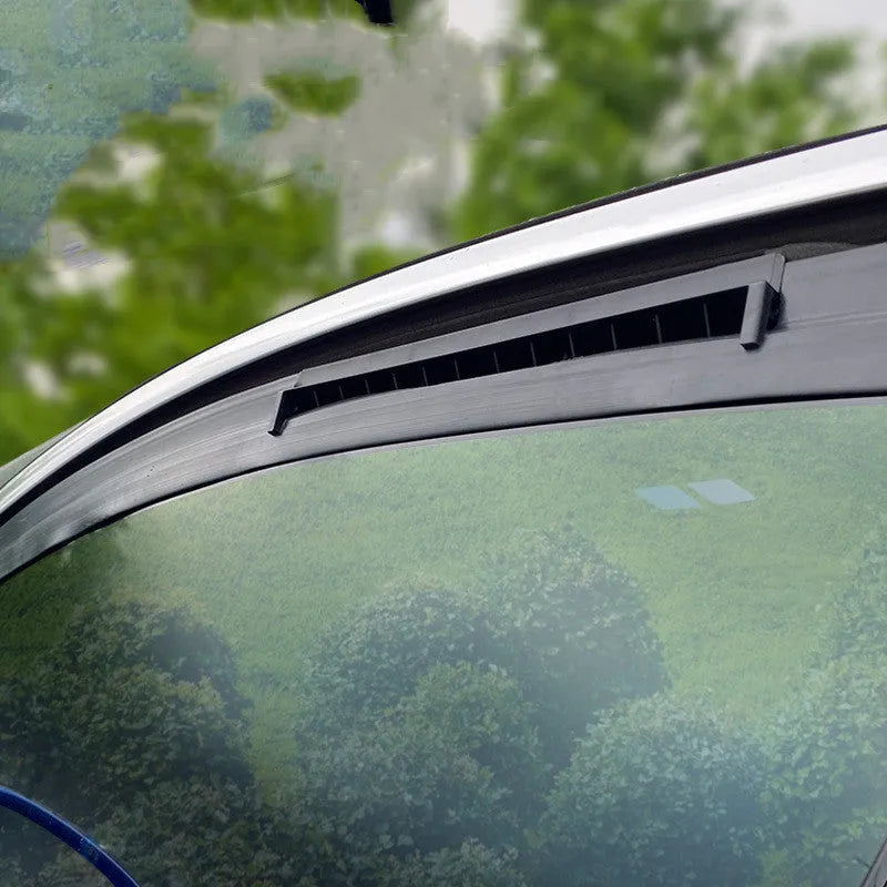Black and white USB-powered car ventilation fan for exhaust odor reduction