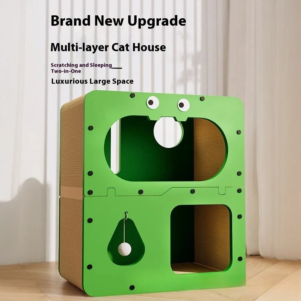 Double layer cat scratching board nest in a choice of styles including cat head and owl designs.