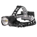 Black telescopic zoom headlight with micro USB charging port and power display