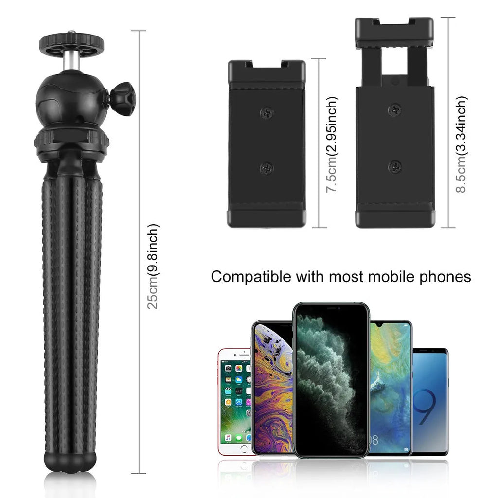 Black octopus tripod live broadcast kit with fill light and microphone for iPhone compatible content creation