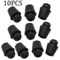 Ten dark grey rubber automobile buckle clips for vehicle trunk and cover shock absorption.