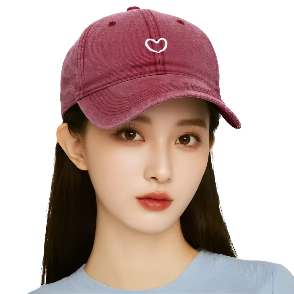 Adjustable retro-style cotton baseball cap with embroidered detailing, shown in a selection of colours.
