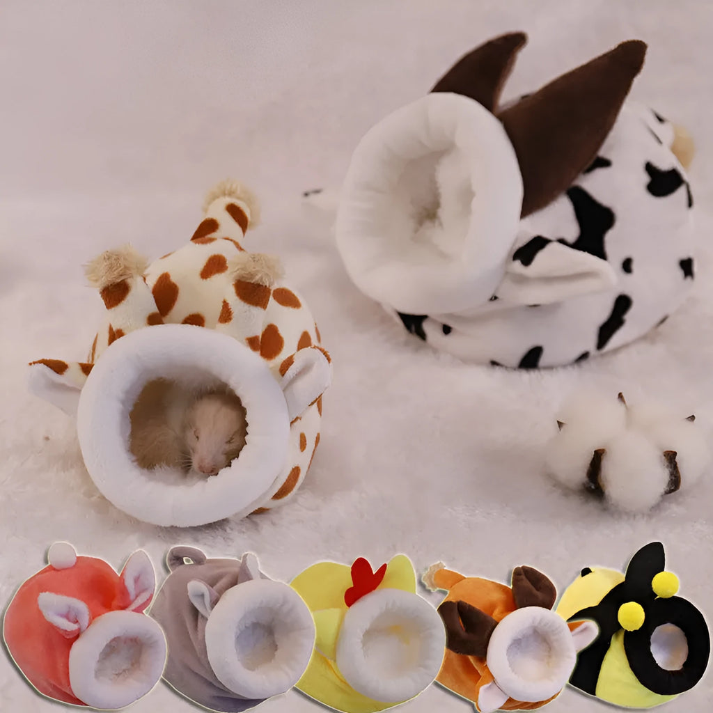 Flannel pet cartoon cage small animal nest for hamsters, S size, gray rabbit colour, Arctic Velvet lining