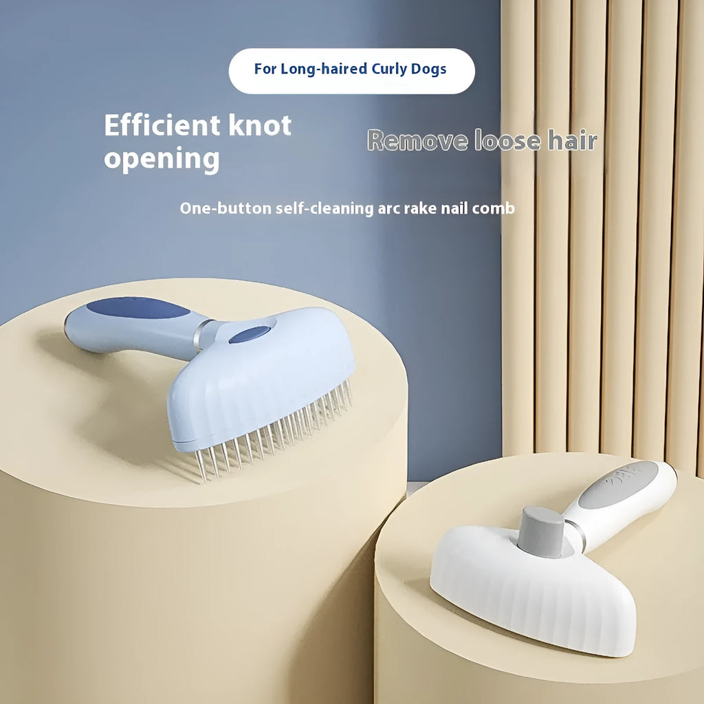 Azure light blue pet comb with double row stainless steel teeth for dog grooming