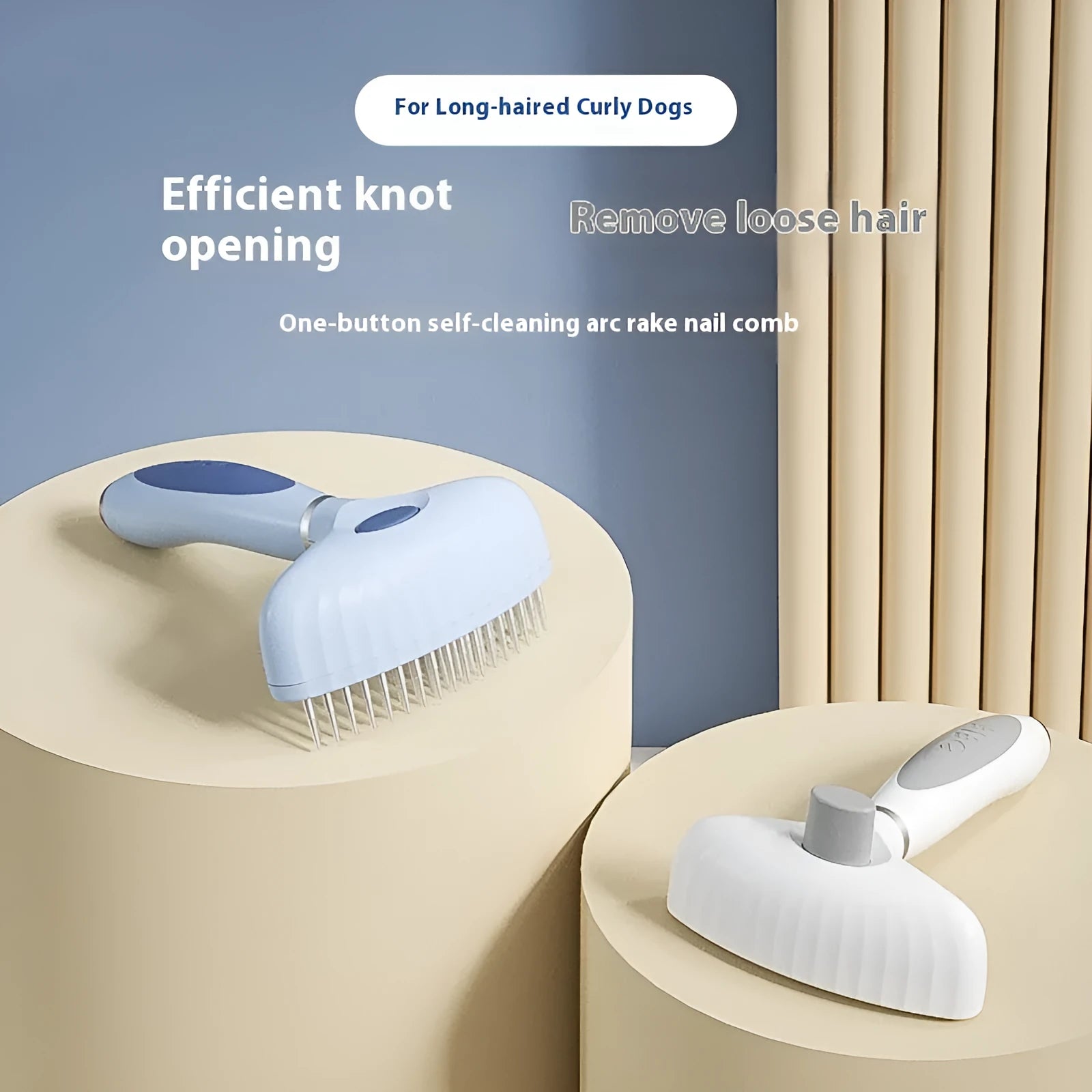 Azure light blue pet comb with double row stainless steel teeth for dog grooming