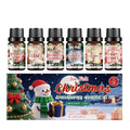Christmas aromatherapy essential oil set with six 10ml bottles displaying festive scents