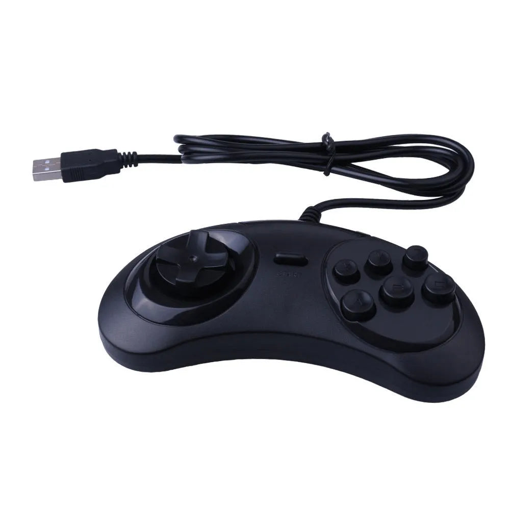 Black Sega USB PC game controller with 1.8 metre cable showing 15.5cm length