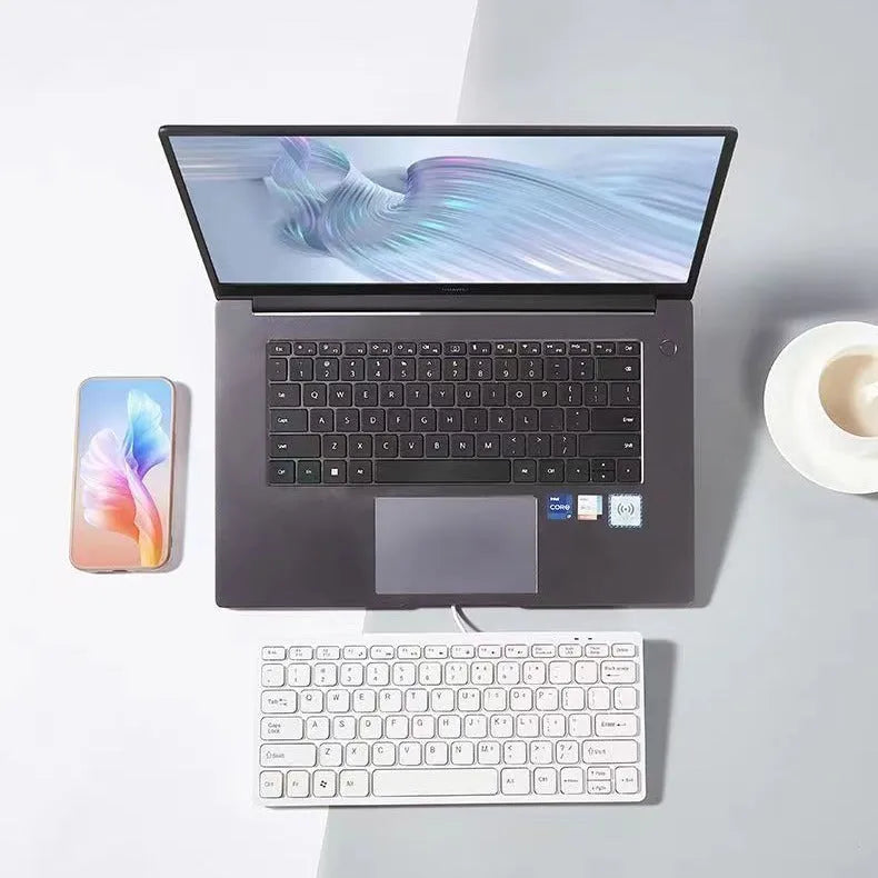 Compact USB wired keyboard with noiseless keys in four colour options