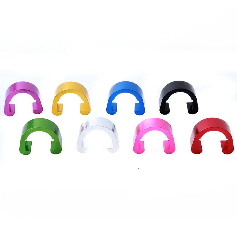 Aluminium alloy C buckle hardware fitting in multiple colours showing dimensions