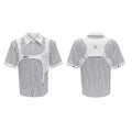 Men's cotton striped shirt with double collar design in silver Sapporo black and white colour options