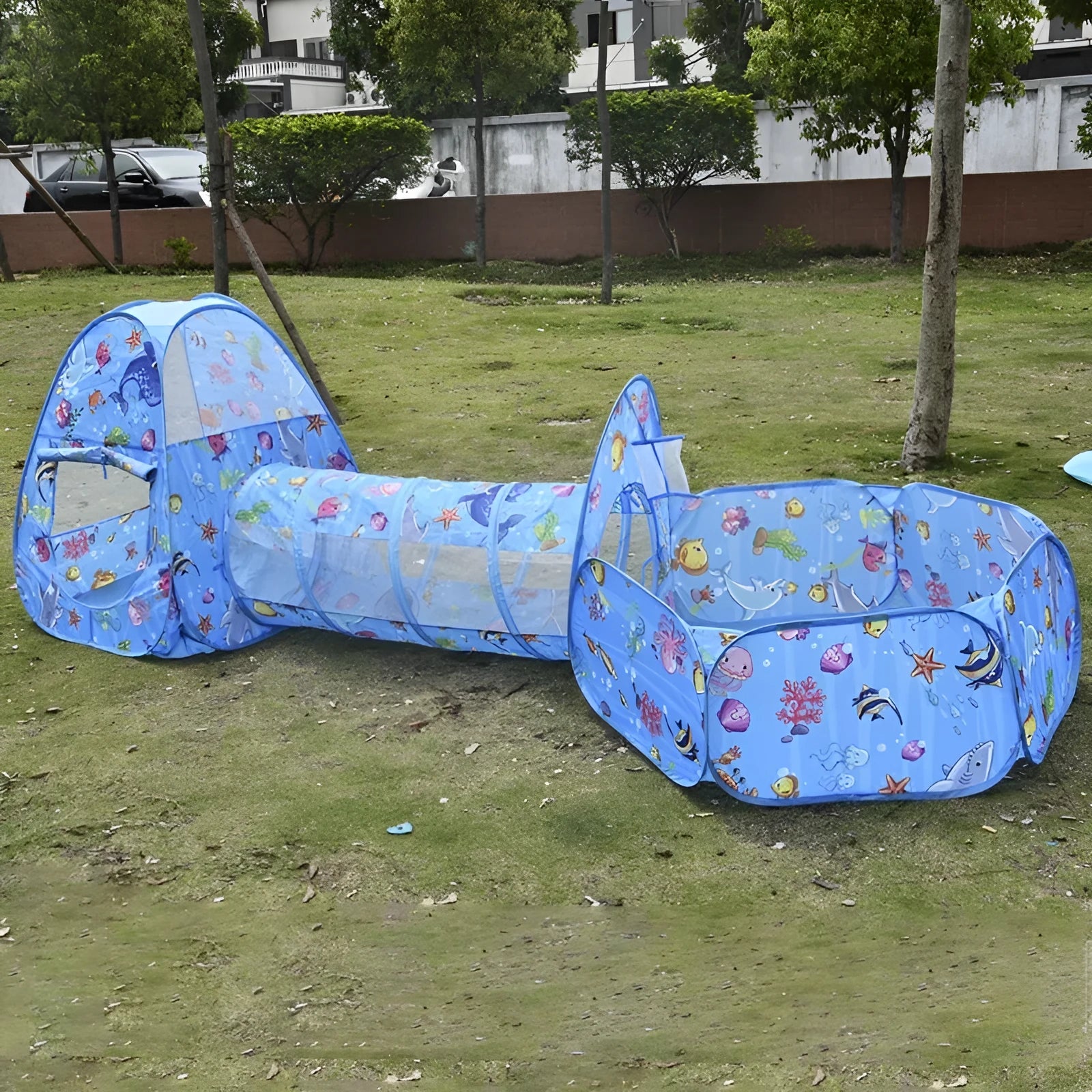 Underwater World three-in-one children's play tent with ball pool tunnel marine theme