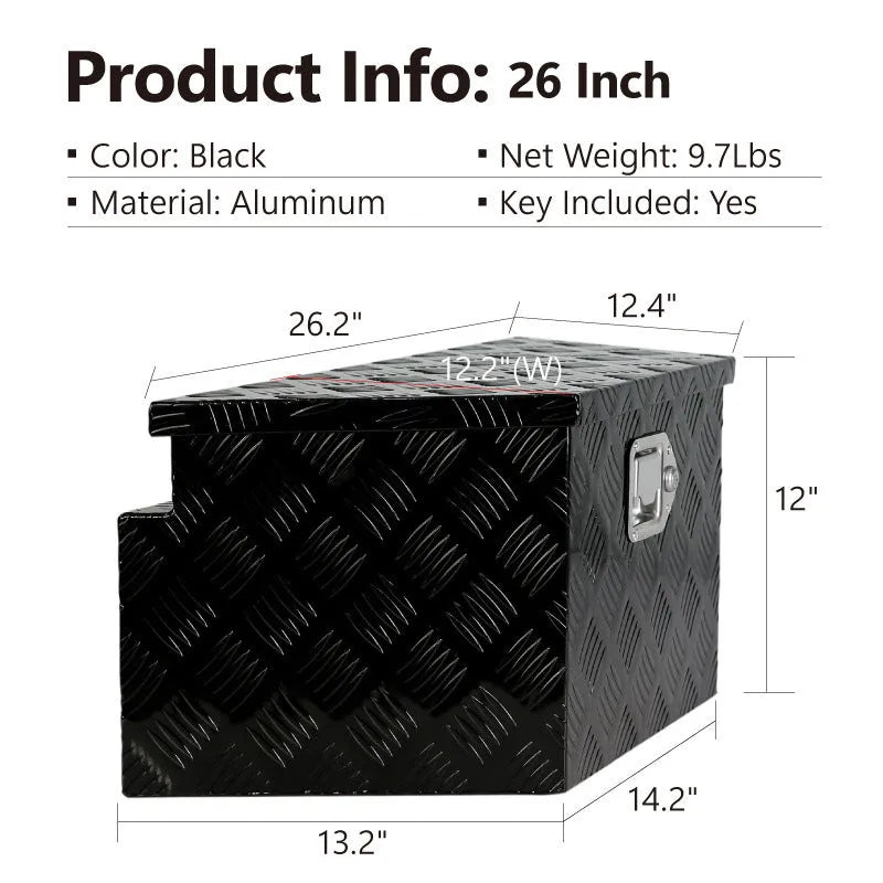 26-inch black aluminium alloy tool case with T-casting box design