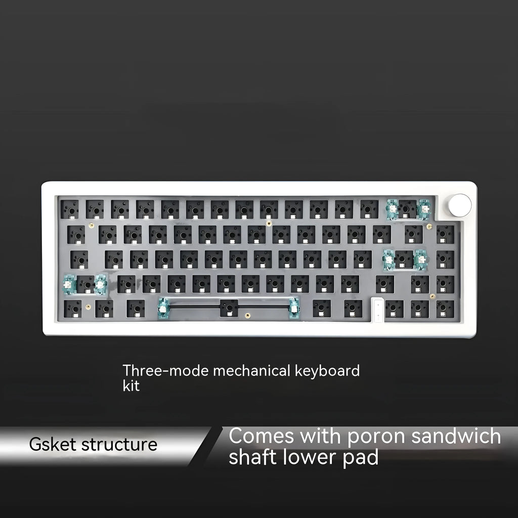 DIY mechanical keyboard kit with RGB lighting in black, white, blue, green, pink, purple, and red colour options