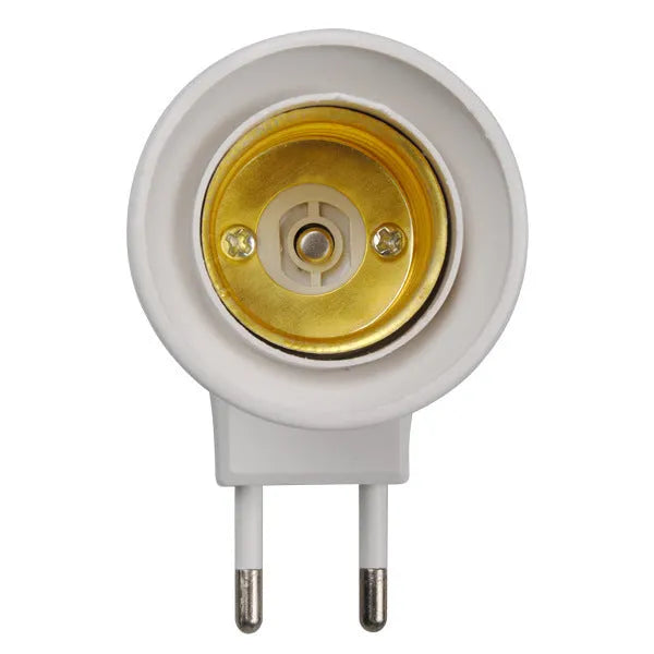 White E27 screw lamp holder wall plug adapter with integrated on/off switch